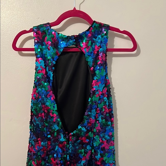 NADINE Sequin Mini Dress - Blue and Pink Size Small - Picture 4 of 5